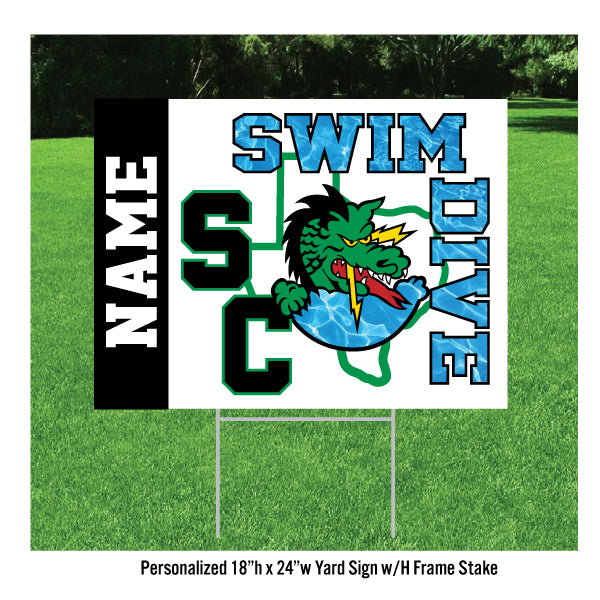 Carroll Swim & Dive Personalized Yard Sign
