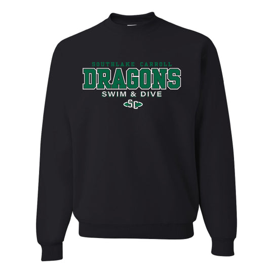Carroll Swim & Dive Collegiate Dragons Jerzees Fleece Crew Sweatshirt