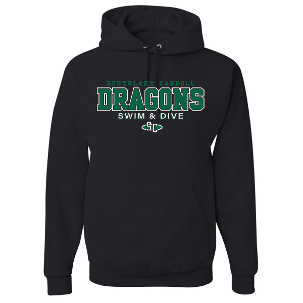 Carroll Swim & Dive Collegiate Dragons Jerzees Fleece Pullover Hoodie