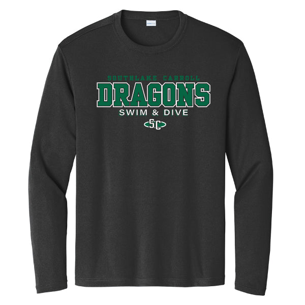 Carroll Swim & Dive Collegiate Dragons Sport Tek Competitor DriFIT L/S Tee