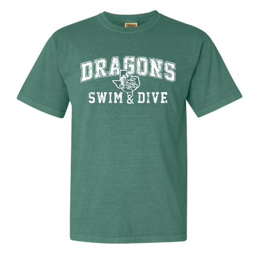 Carroll Swim & Dive Distressed Dragons Comfort Colors Adult Heavyweight Tee