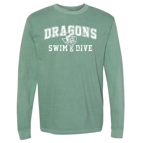 Carroll Swim & Dive Distressed Dragons Comfort Colors Adult Heavyweigh ...