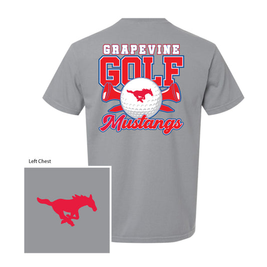 GHS Golf "Grapevine Mustangs Golf Ball & Tees" Comfort Colors Tee