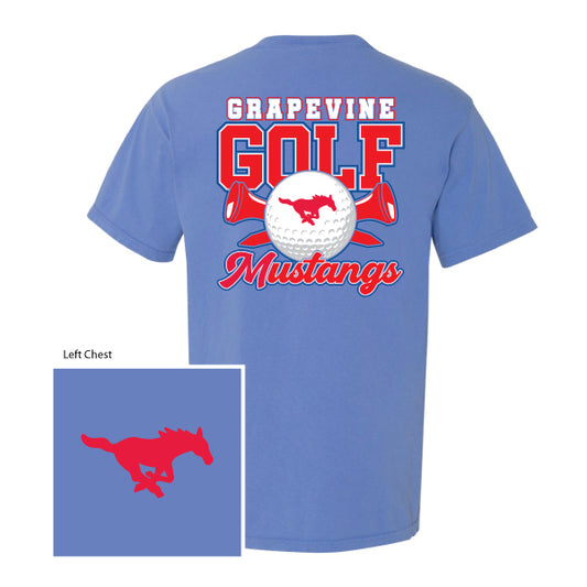 GHS Golf "Grapevine Mustangs Golf Ball & Tees" Comfort Colors Tee