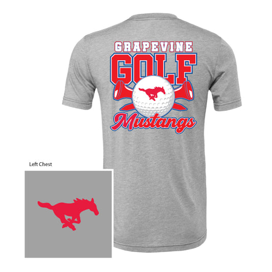 GHS Golf "Grapevine Mustangs Golf Ball & Tees" Bella Canvas Unisex CVC Tee