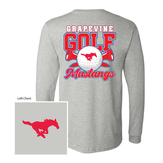 GHS Golf "Grapevine Mustangs Golf Ball & Tees" Bella Canvas Unisex CVC L/S Tee