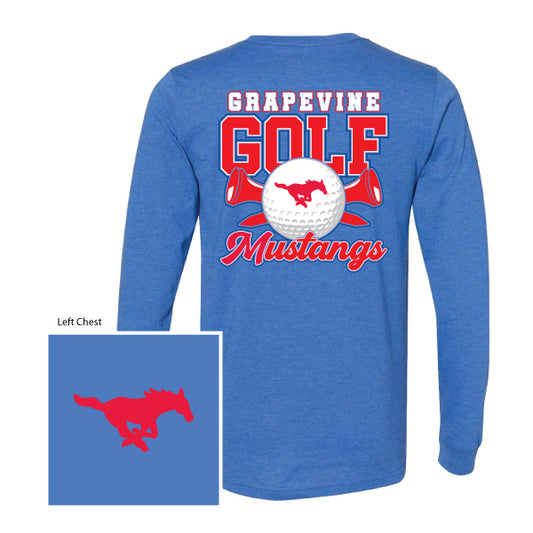 GHS GOLF "Grapevine Mustangs Golf Ball & Tees" Bella Canvas Unisex CVC L/S Tee