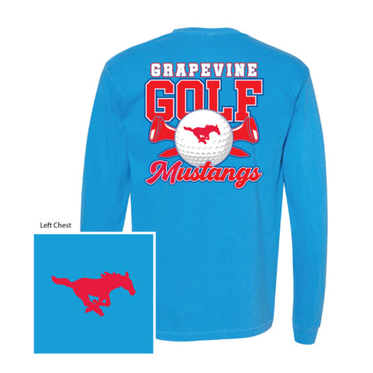 GHS Golf "Grapevine Mustangs Golf Ball & Tees" Comfort Colors L/S Tee