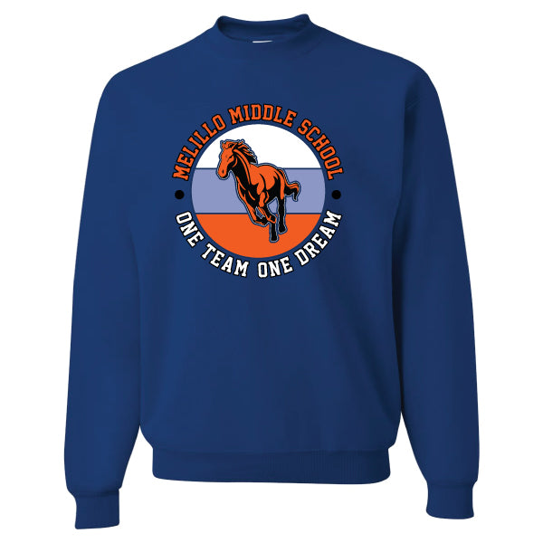 Melillo Middle School Pony Circle Jerzees Nublend Fleece Crew Sweatshirt