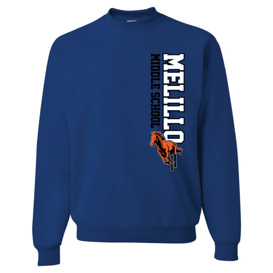 Melillo Middle School Vertical Pony Jerzees Nublend Fleece Crew Sweatshirt