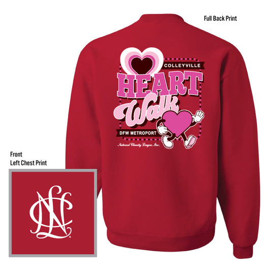 NCL Colleyville - DFW Metroport Chapters Heart Walk Jerzees Nublend Fleece Crew Sweatshirt