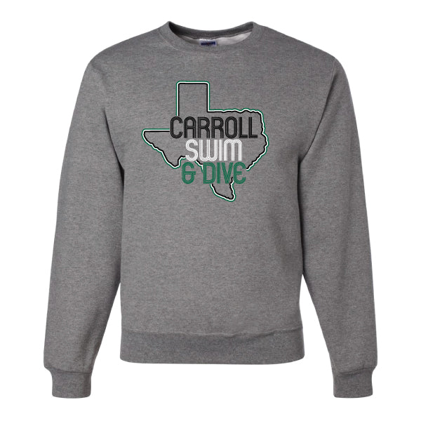 Carroll Swim & Dive Retro Jerzees Fleece Crew Sweatshirt