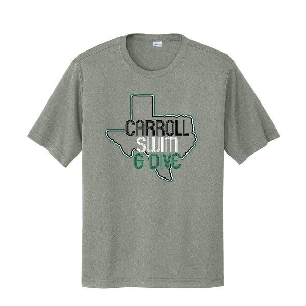 Carroll Swim & Dive Retro Sport Tek Competitor DriFIT Tee