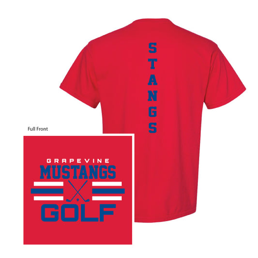 GHS Golf "Grapevine Mustangs Golf Stripe" Comfort Colors Tee