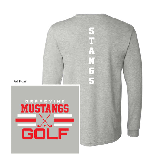 GHS Golf "Grapevine Mustangs Golf Stripe" Bella Canvas Unisex CVC L/S Tee