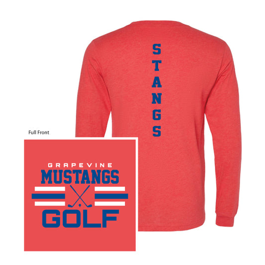 GHS Golf "Grapevine Mustangs Golf Stripe" Bella Canvas Unisex CVC L/S Tee