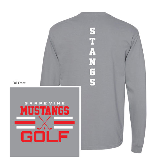 GHS Golf "Grapevine Mustangs Golf Stripe" Comfort Colors L/S Tee