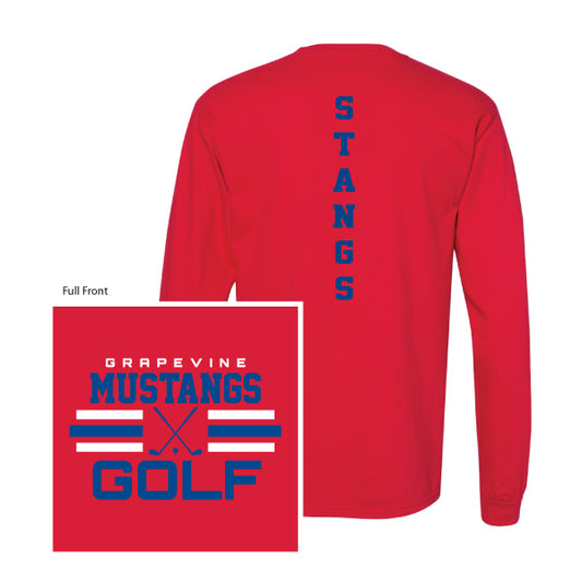 GHS Golf "Grapevine Mustangs Golf Stripe" Comfort Colors L/S Tee